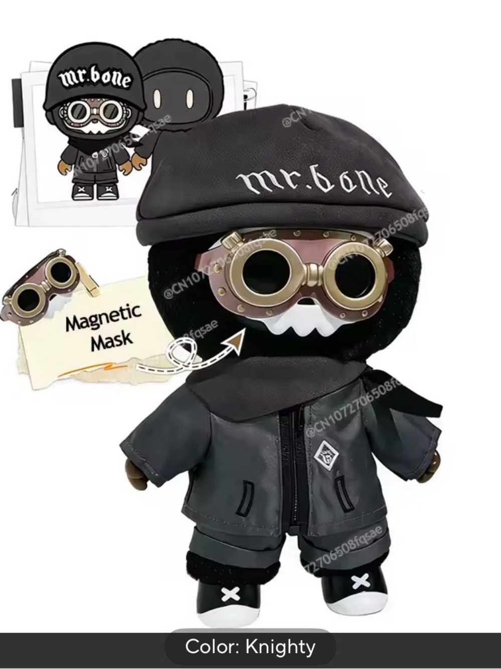 Mr. Bone Knighty Plush Doll with Magnetic Goggles